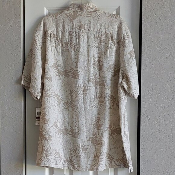New Tasso Elba Island Cream & Tan Short Sleeve Button Down Shirt Men's Size XXL - Picture 13 of 14
